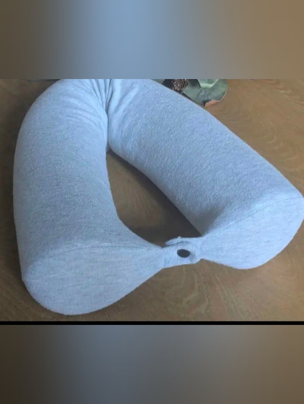 Grey Cotton-Blend Neck Travel Pillow